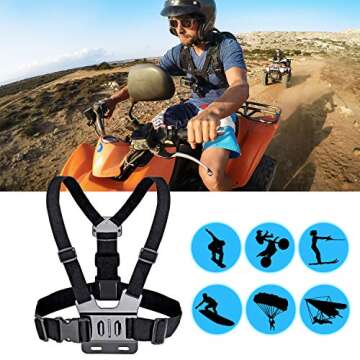 Kitway Chest Mount Harness for GoPro Cameras - Adjustable Action Gear