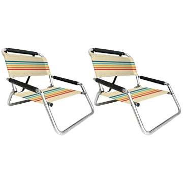 Neso Beach Chairs 2 Pack | Water Resistant with Shoulder Strap and Slip Pocket | Folds Thin (Rainbow...