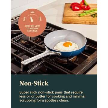 Caraway Mini Cookware Set - Non-Stick Ceramic Fry Pan (1.05 qt, 8") Sauce Pan (1.75 qt) & Storage Rack - Non Toxic, PTFE & PFOA Free - Oven Safe & Stovetop Agnostic (Gas, Electric & Induction) - Navy