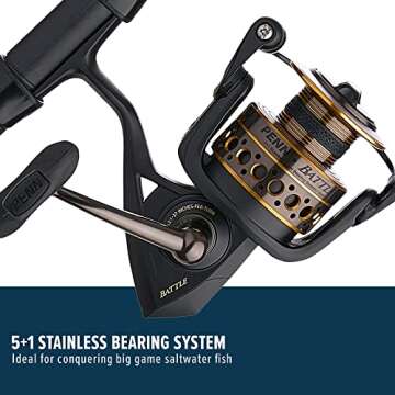 PENN Battle Spinning Reel and Fishing Rod Combo, Black, 4000 - 7' - Medium - 1pc