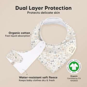 8-Pack Organic Baby Bandana Bibs for Girls - Super Absorbent Triangle Baby Bibs for Drooling and Tee...