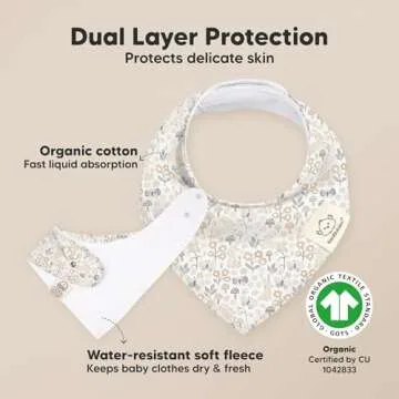 8-Pack Organic Baby Bandana Bibs for Girls - Super Absorbent Triangle Baby Bibs for Drooling and Tee...