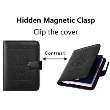 Passport Holder Cover Wallet RFID Blocking Leather Card Case Travel Accessories for Women Men (Black)