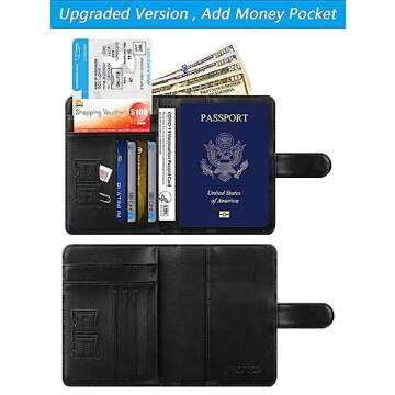 Passport Holder Cover Wallet RFID Blocking Leather Card Case Travel Accessories for Women Men (Black)