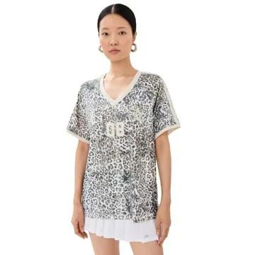 Lioness Women's Spectate Top - Leopard Fade Print, Brown, Stylish V-Neck Tee