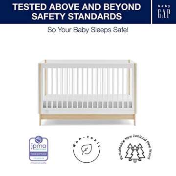 GAP babyGap Tate 4-in-1 Convertible Crib - Greenguard Gold Certified, Bianca White/Natural