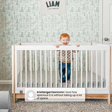 GAP babyGap Tate 4-in-1 Convertible Crib - Greenguard Gold Certified, Bianca White/Natural