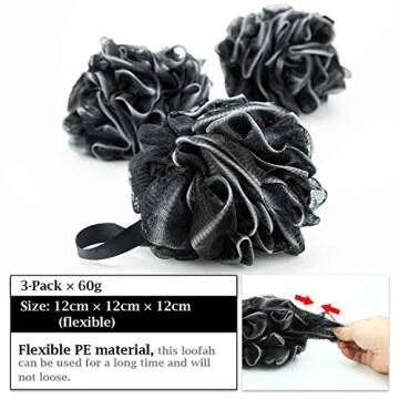Easymoo Bath Loofahs - Ultra-Soft Shower Poufs 3 Pack
