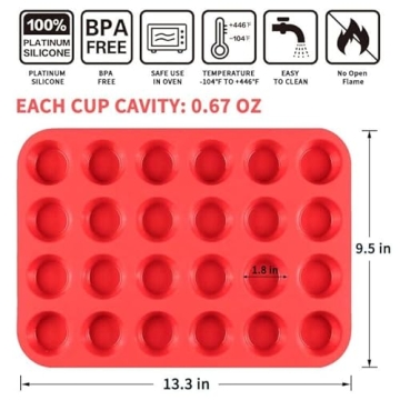 CAKETIME Nonstick Silicone Muffin Baking Pan 24 Cups