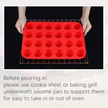 CAKETIME Nonstick Silicone Muffin Baking Pan 24 Cups