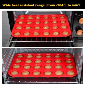 CAKETIME Nonstick Silicone Muffin Baking Pan 24 Cups