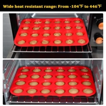 CAKETIME Nonstick Silicone Muffin Baking Pan 24 Cups