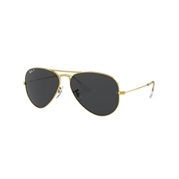 Ray-Ban RB3025 Classic Aviator Sunglasses, Legend Gold/Polarized Black, 55 mm