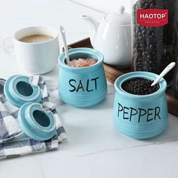 Stylish HAOTOP Salt and Pepper Bowls with Spoon