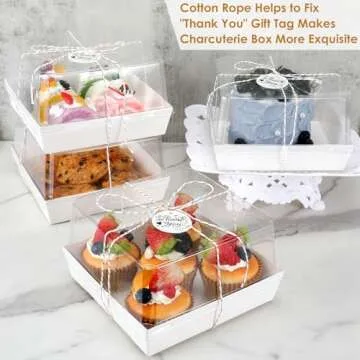 MADLYN RHUE 30 Pack Charcuterie Boxes with Clear Lids, 7 x7 Inches Dessert Boxes, To Go Boxes Disposable Food Containers for Cake, Cookie, Sandwiches, Strawberries