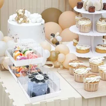 MADLYN RHUE 30 Pack Charcuterie Boxes with Clear Lids, 7 x7 Inches Dessert Boxes, To Go Boxes Disposable Food Containers for Cake, Cookie, Sandwiches, Strawberries