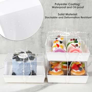 MADLYN RHUE 30 Pack Charcuterie Boxes with Clear Lids, 7 x7 Inches Dessert Boxes, To Go Boxes Disposable Food Containers for Cake, Cookie, Sandwiches, Strawberries