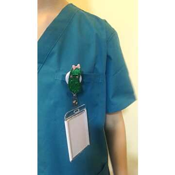 Pickle Retractable Name Card Badge Holder Reel with Alligator Clip, 24 inches Thick Pull Cord