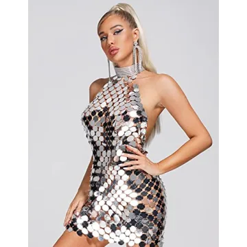 BELLA BARNETT Mini Sequin Dress Stunning Halter Dress