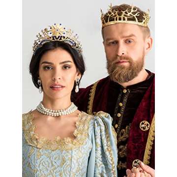 SWEETV TAROT Tiara Crown - Gold Costume Hair Accessory for Events, XVII The Star