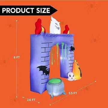 Joiedomi 6 ft Halloween Inflatable Outdoor Decorations, Trunk or Treat Car Decorations, Halloween Blow Ups Haunted Castle with Build-in LEDs, Inflatable Pumpkin and Ghost for Halloween Decor Outside