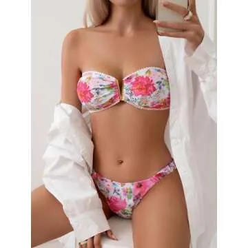OYOANGLE Floral Bikini Set for Water Activities and Beach Days