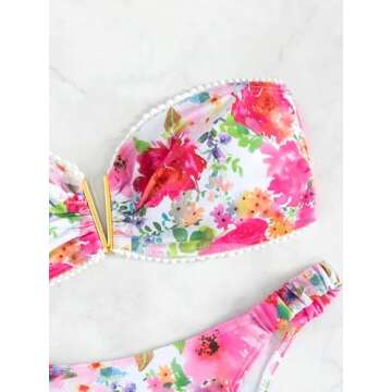 OYOANGLE Floral Bikini Set for Water Activities and Beach Days