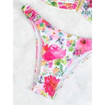 OYOANGLE Floral Bikini Set for Water Activities and Beach Days