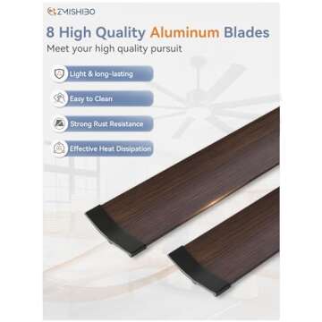 ZMISHIBO 72 inch Aluminium Blade Ceiling Fans with Lights and Remote, Outdoor Ceiling Fans for Patio...