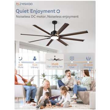 ZMISHIBO 72 inch Aluminium Blade Ceiling Fans with Lights and Remote, Outdoor Ceiling Fans for Patio Living Room with Quiet DC Motor, 6 Speed Reversible, 3 CCT, Brown Famrhouse Ceiling Fan, 8 Blades
