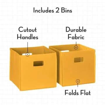 RiverRidge Folding Storage Bins with Handles Golden yellow Cube Storage Organizer for Closet, Bedroom & Playroom - Closet Organizers and Storage Set of 2