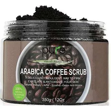 100% Arabica Coffee Scrub 12 oz. with Natural Coffee, Coconut Oil & Shea Butter - Anti Cellulite & Stretch Mark Treatment, Therapy for Spider & Varicose Veins, Acne & Eczema