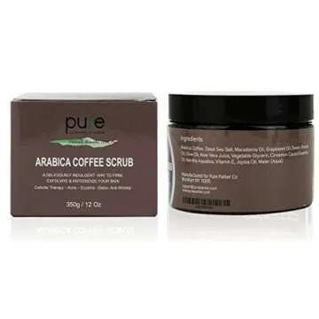 100% Arabica Coffee Scrub 12 oz. with Natural Coffee, Coconut Oil & Shea Butter - Anti Cellulite & Stretch Mark Treatment, Therapy for Spider & Varicose Veins, Acne & Eczema