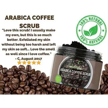 100% Arabica Coffee Scrub 12 oz. with Natural Coffee, Coconut Oil & Shea Butter - Anti Cellulite & Stretch Mark Treatment, Therapy for Spider & Varicose Veins, Acne & Eczema