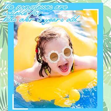 Frienda 6 Pieces Kids Round Flower Sunglasses Girls Daisy Flower Glasses for Baby Toddler Cute Outdoor Beach Eyewear(Classic Colors)