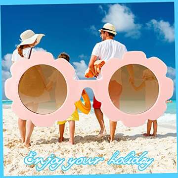 Frienda 6 Pieces Kids Round Flower Sunglasses Girls Daisy Flower Glasses for Baby Toddler Cute Outdoor Beach Eyewear(Classic Colors)