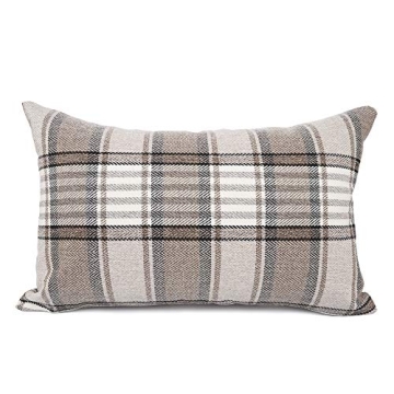 YOUR SMILE Retro Farmhouse Buffalo Tartan Chequer Stripe Plaid Cotton Linen Decorative Throw Pillow ...