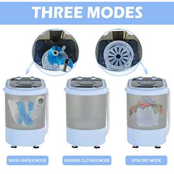 Mini Washing Machine Single Tub Portable Clothes Washer with Spin Dryer, 6.6 lbs Washer and Dryer Combo for Camping, Dorms, Apartments wash Closes Shoes (8 lb)
