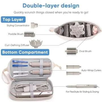 Initial Personalized Hair Dryer Case,Double-Layer Hair Tools Travel Carrying Case for Shark FlexStyl...