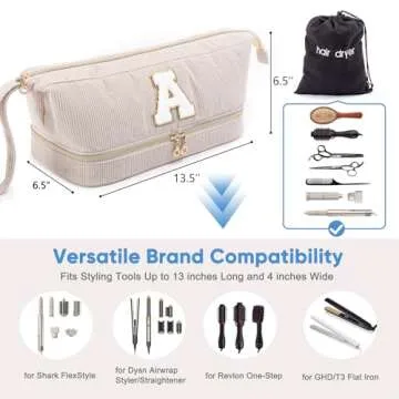 Initial Personalized Hair Dryer Case for Travel and Storage