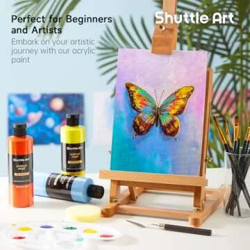 Shuttle Art 18 Colors Acrylic Paint Bottle Set (250ml/8.45oz), Rich Pigmented Bulk Painting Supplies for Artists, Beginners and Kids on Rocks Crafts Canvas Wood Ceramic