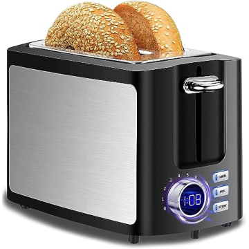 Toaster 2 Slice Wide Slot Toaster Best Rated Prime Display Smart Toasters with LCD Digital Countdown...