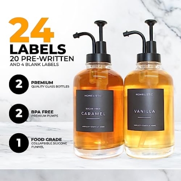 Glass Syrup Dispenser Set for Coffee Bars with Black Pumps