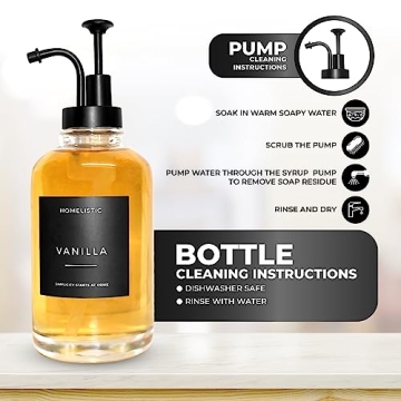 Glass Syrup Dispenser Set for Coffee Bars with Black Pumps