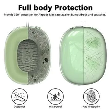 Silicone Case Cover for AirPods Max Headphones, Clear Soft TPU Ear Cups Cover/Ear Pad Case Cover/Headband Cover for AirPods Max (2024/2020),Transparent Accessories for Apple AirPods Max (USB-C), Green
