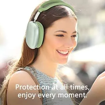 Silicone Case Cover for AirPods Max Headphones, Clear Soft TPU Ear Cups Cover/Ear Pad Case Cover/Headband Cover for AirPods Max (2024/2020),Transparent Accessories for Apple AirPods Max (USB-C), Green