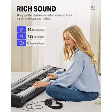 Donner DEP-10 Digital Piano 88 Key Semi-Weighted, Full-Size Electric Piano Portable Keyboard for Beginners, with Sustain Pedal, Power Supply