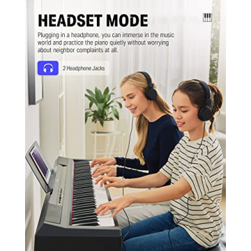 Donner DEP-10 Digital Piano 88 Key Semi-Weighted, Full-Size Electric Piano Portable Keyboard for Beginners, with Sustain Pedal, Power Supply