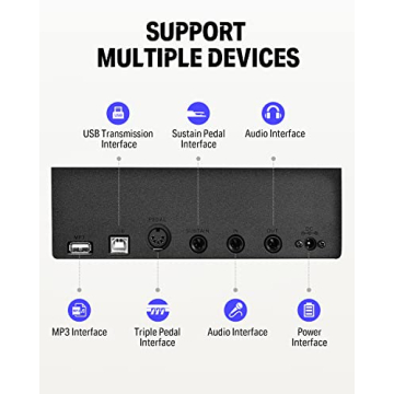 Donner DEP-10 Digital Piano 88 Key Semi-Weighted, Full-Size Electric Piano Portable Keyboard for Beginners, with Sustain Pedal, Power Supply