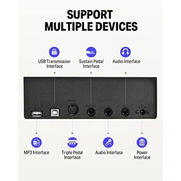 Donner DEP-10 Digital Piano 88 Key Semi-Weighted, Full-Size Electric Piano Portable Keyboard for Beginners, with Sustain Pedal, Power Supply